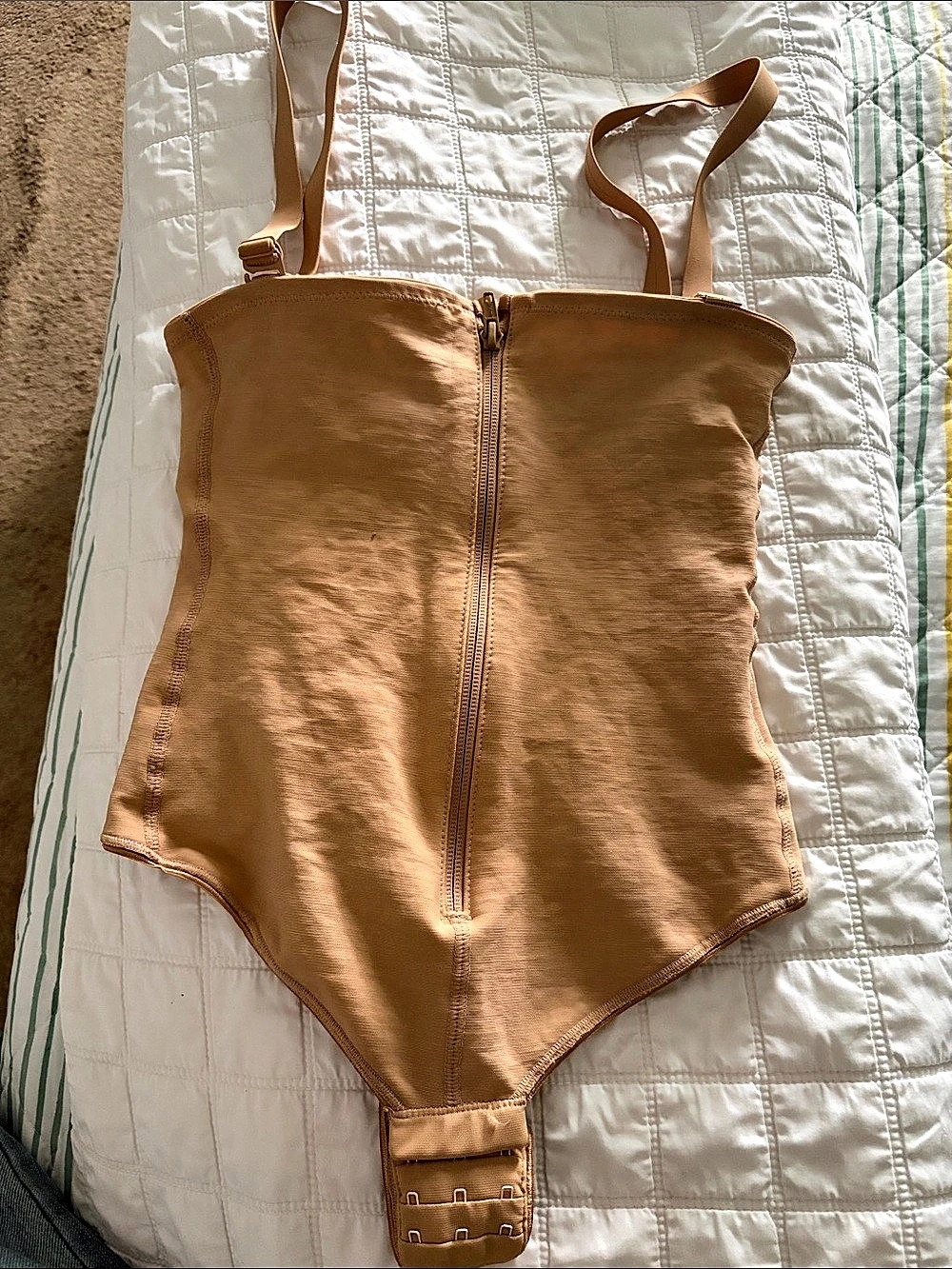 Brown Zip-Front Shapewear Bodysuit